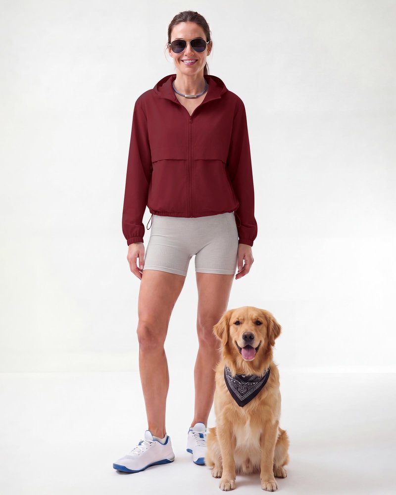 Locachy Women's Lightweight Athletic Workout Hoodie Long Sleeve Full Zip Gym Running Outdoor Jacket Burgundy L