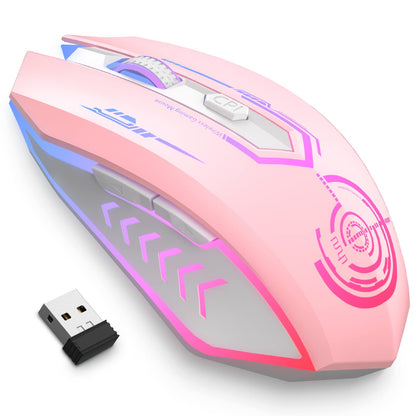 UHURU Wireless Gaming Mouse Up to 12000 DPI, Rechargeable USB-C Wireless Mouse with 7 Buttons 7 Dynamic LED Color Ergonomic Programmable MMO RPG for PC Laptop, Compatible with Windows Mac