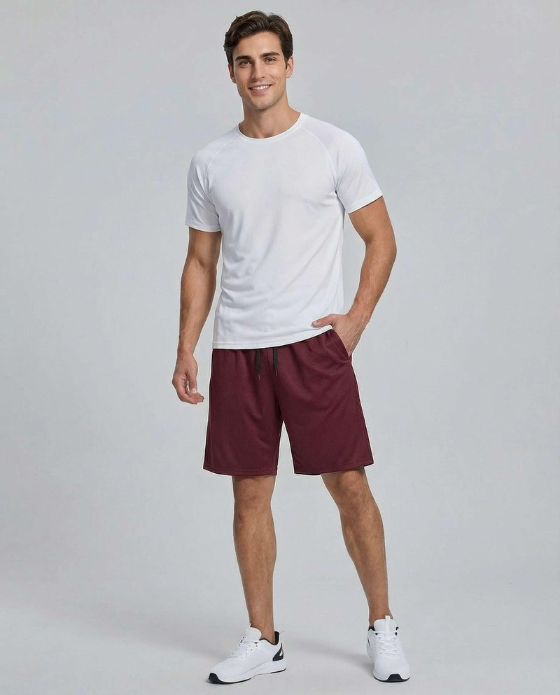 Real Essentials Men’s 5 Pack: 9" Dry-Fit Shorts – Athletic Gym, Workout, Basketball, Running, Casual Lounge Active Pockets, Set 5, XL