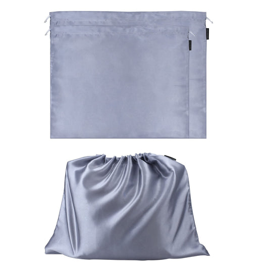 2 Pack Dust Bags for Handbags Silk Dust Cover Bag for Handbags Purses Shoes, Dustproof Drawstring Bag Travel Storage Pouch (Grey)