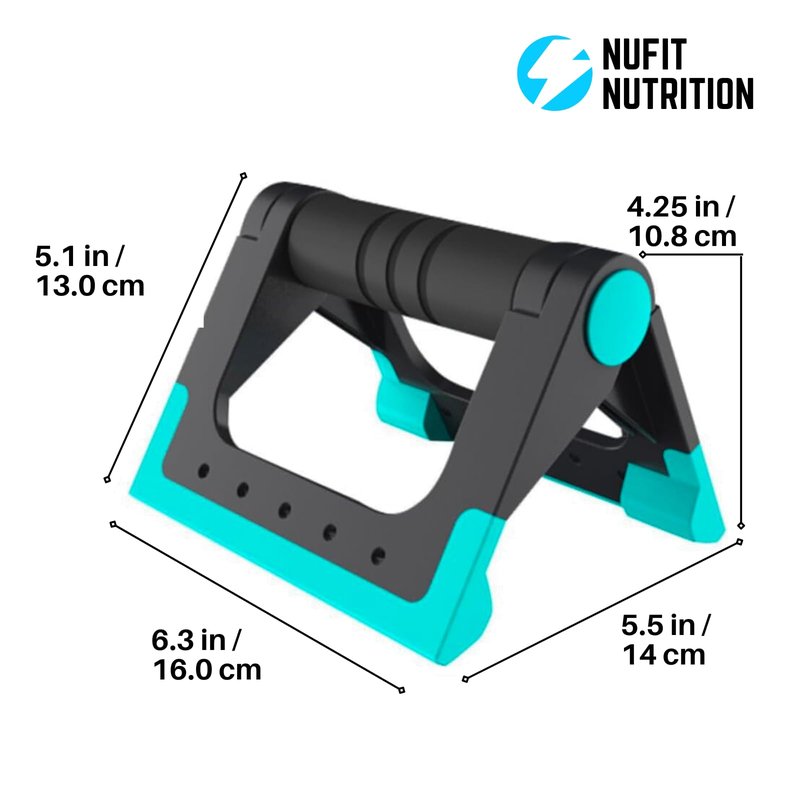 NuFit Portable Pushup Handles for Travel | Travel Push Up Bars for Hotel, Home Floor, and Gym Workouts, Ergonomic & Foldable Non-Slip Fitness Structure that Prevents Wrist & Elbow Strain