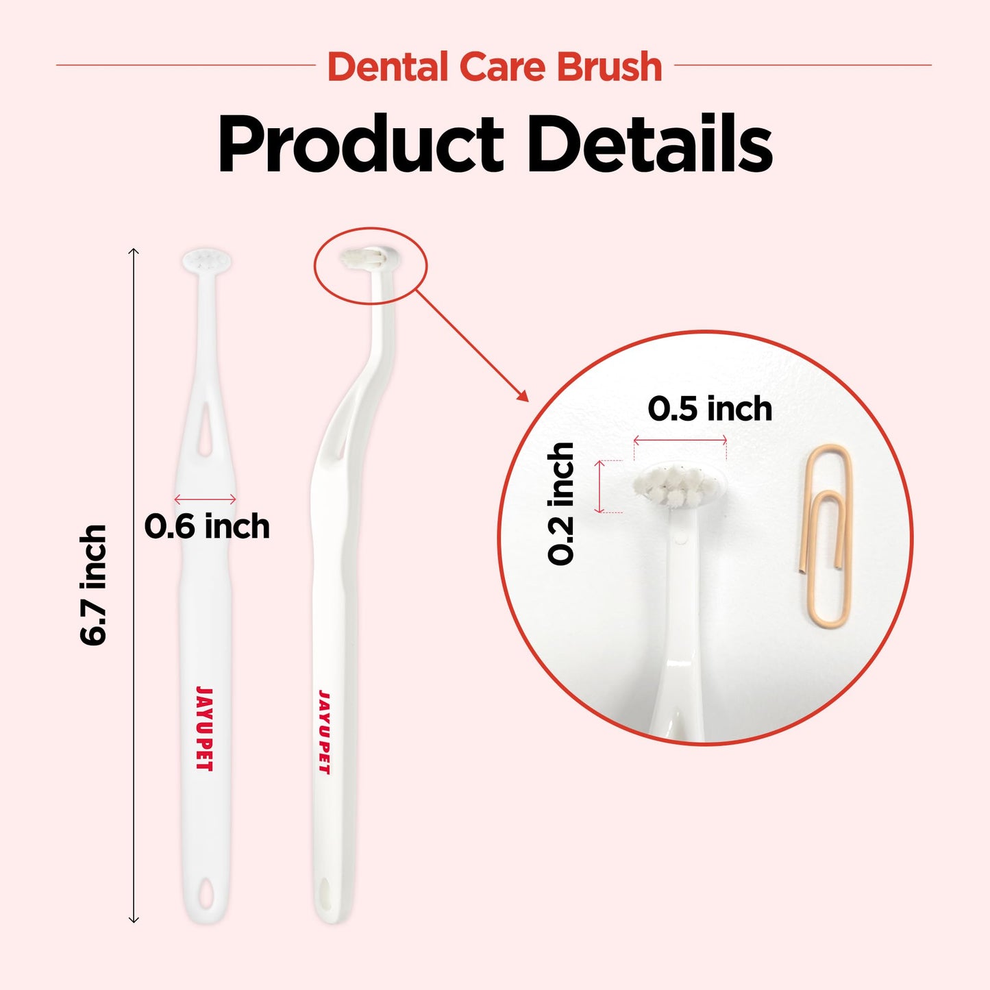 JAYU PET Dental Care Brush (Soft Bristles) 1ea - Dog Toothbrush, Cat Toothbrush, Dental Care for Kitten and Small Dogs, Removing Old Plaque and Tartar, Cat Teeth Brushing & Easy Cleaning