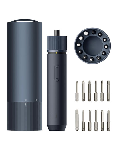 HOTO Electric Screwdriver Rechargeable, 3.6V Cordless Screwdriver Set USB-C, 3 Torque Settings, 1500mAh Battery, LED Light & 12 S2 Metal Bits for Furniture/Electrical Repairs