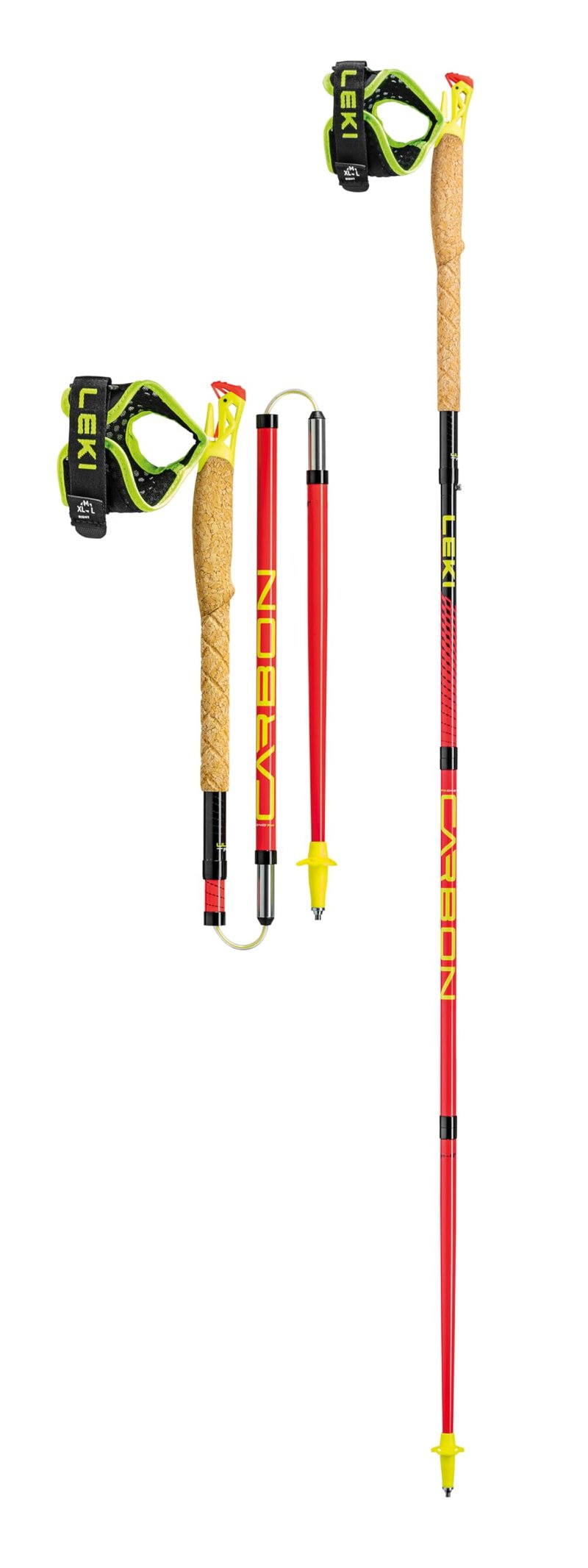 LEKI Ultratrail FX.One Carbon Collapsible Lightweight Trekking Poles for Hiking & Trail Running - Red-Black - 105 cm