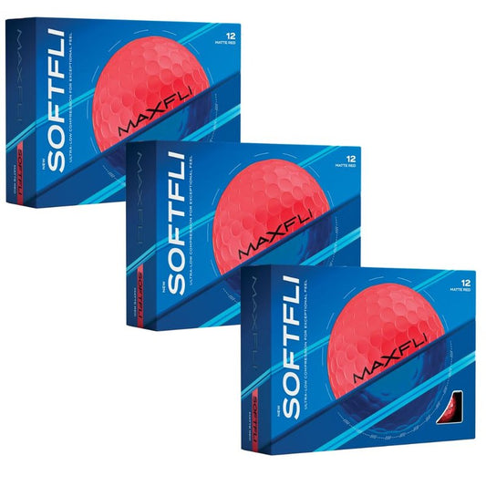 Maxfli SoftFli Golf Balls – 36-Pack Matte Red | Soft Feel Low Compression Golf Balls for Distance & Control | Durable Ionomer Cover | Ideal for Beginners & Recreational Golfers