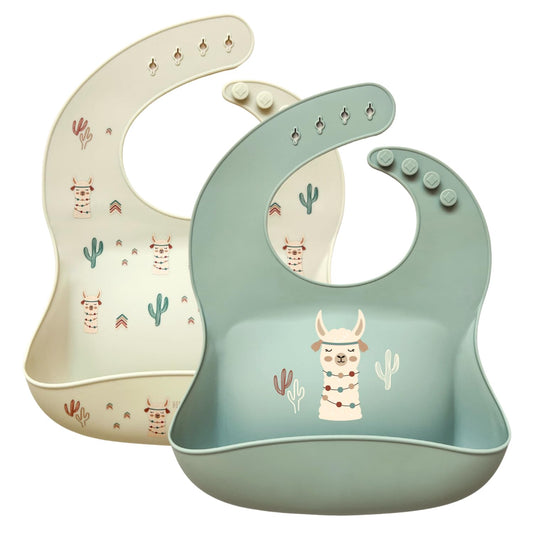 Hippypotamus Silicone Baby Bibs - Soft Waterproof Bibs for Babies & Toddlers (2, Llama)