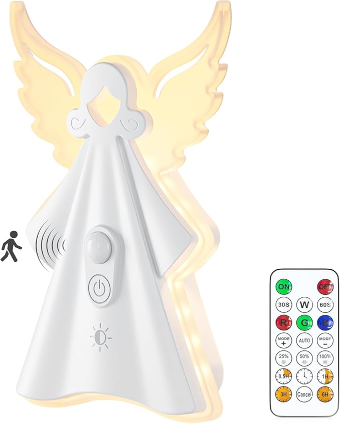 WOBANE Night Light Motion Sensor,Rechargeable LED Lights with Remote,18 Colors Dimmable RGB Night Lamp,Battery Power Touch LED Lighting for Kids,Stairs,Bedroom,Hallway,Gifts,1PCS