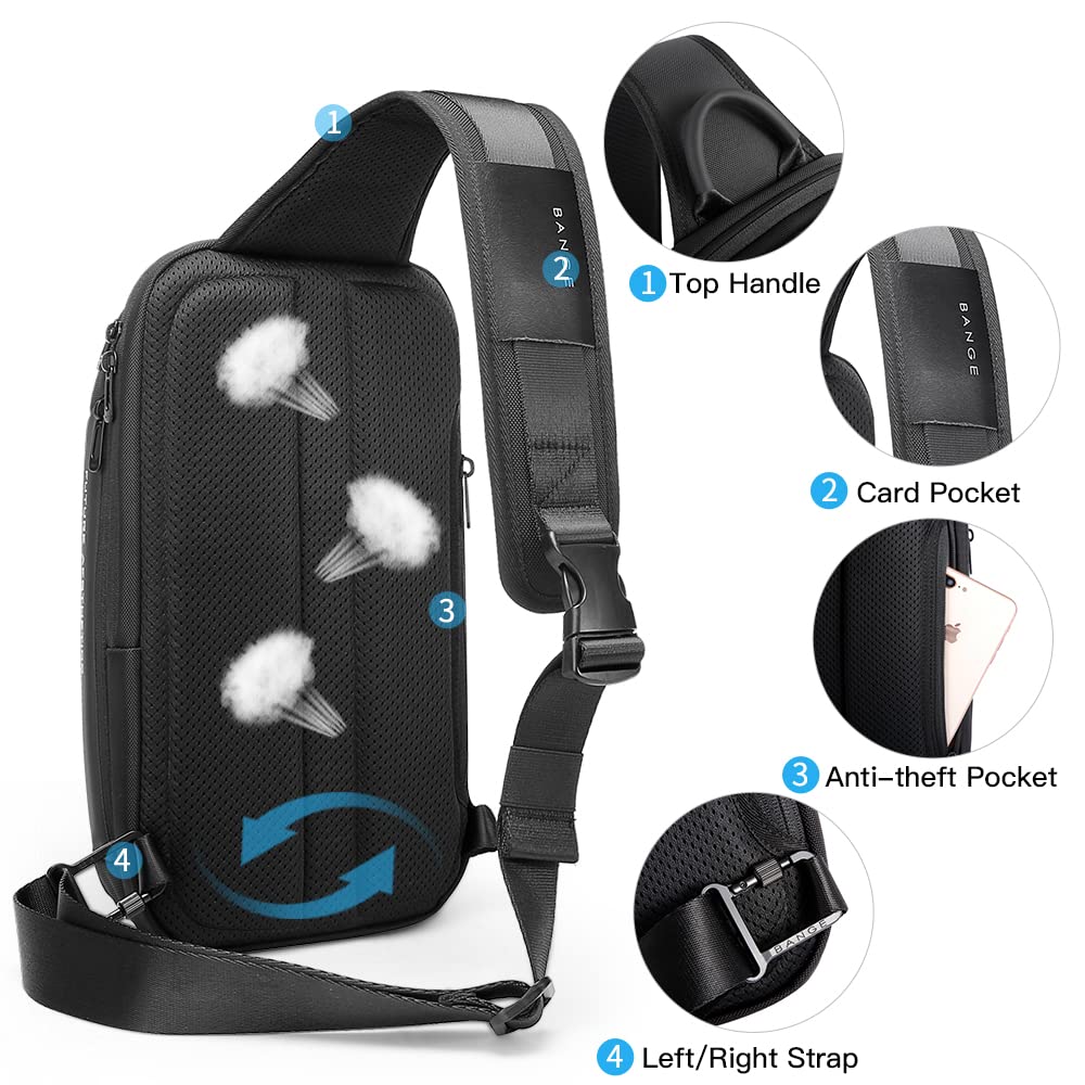 BANGE Sling Bag, Waterproof Men's Chest Bag Shoulder bags Crossbody Sling Backpack for Men Sling Backpacks