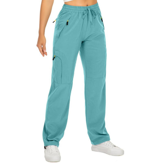 Toomett Women's Hiking Pants Quick Dry UPF 50 Travel Golf Pants Lightweight Camping Work Cargo Pants Zipper Pockets,6608,Lake Green,L