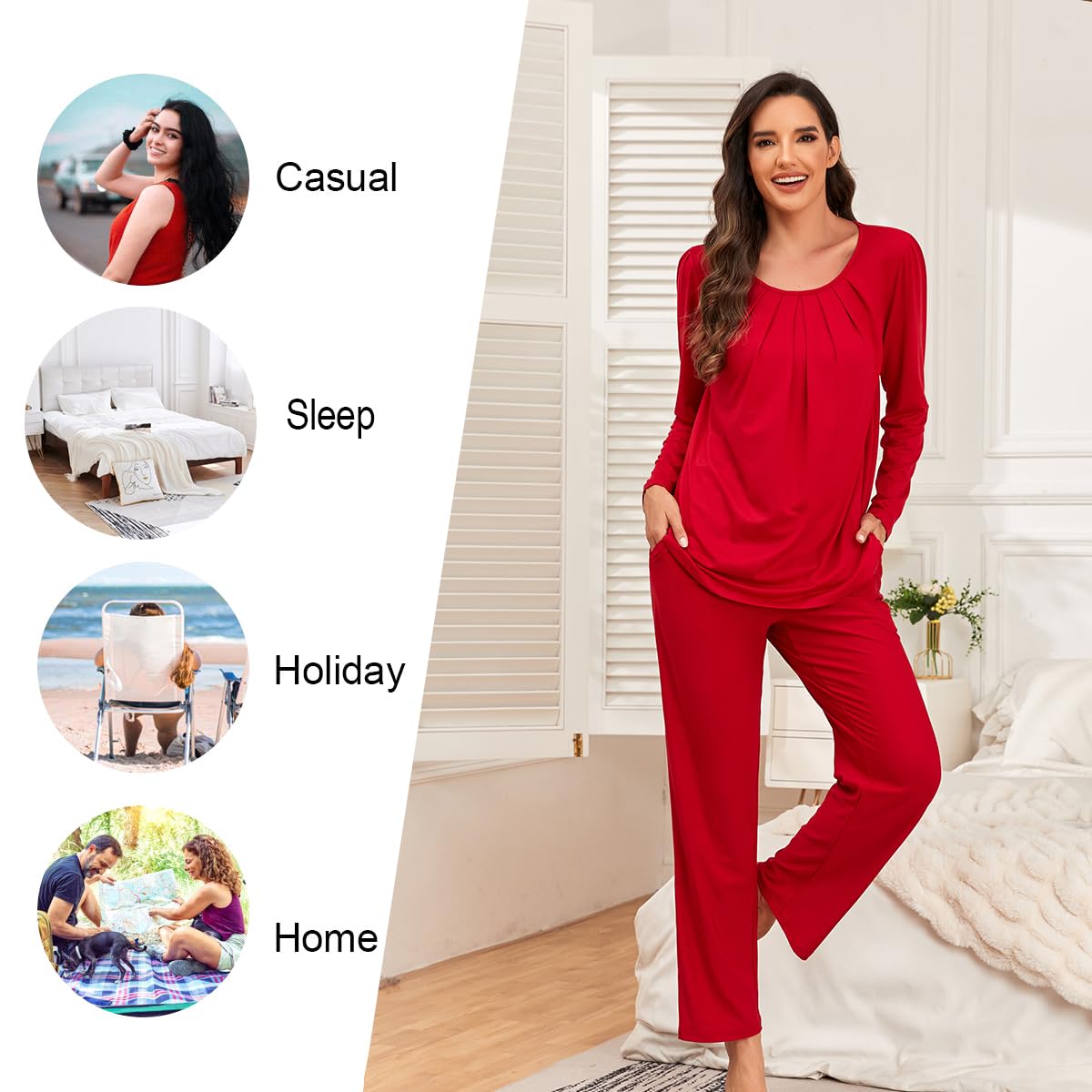 Anymeet Soft Fall Long Pajama Set Sleeve Two Piece for Women Fit Lounge Sleepwear Ladies Pjs Sets Yellow Halloween Elements Plus Size 3X-Large