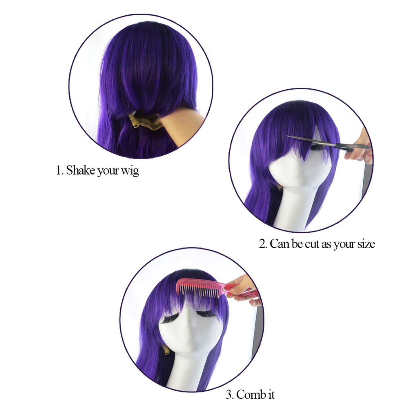 Rbenxia Curly Cosplay Wig Long Hair Heat Resistant Spiral Costume Wigs Anime Fashion Wavy Curly Cosplay Daily Party Purple 32" 80cm