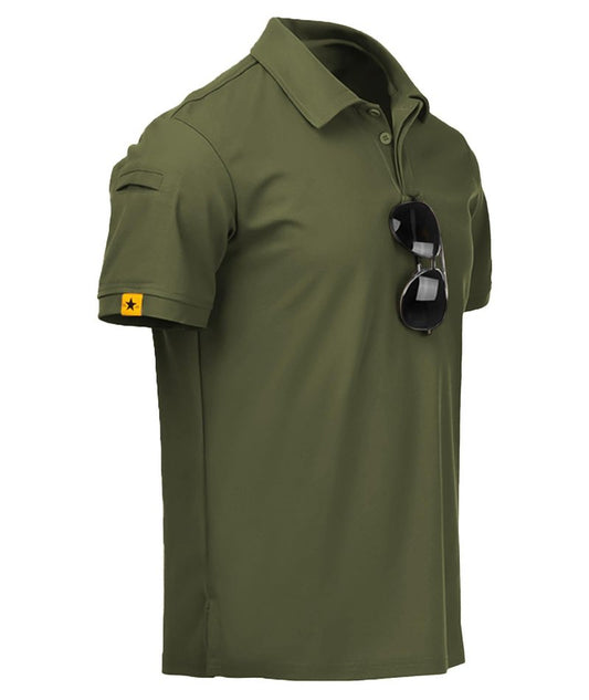 ZITY Mens Polo Shirt Short Sleeve Sports Tactical T-Shirt Athletic Golf Polos Daily Casual Stylish Collared Shirts for Men Army Green Medium
