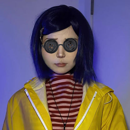 ANZWTLOYY Button Eyes Glasses Horror Movie Merch Merchandise Halloween Costume Accessories Age 6-20 (Black)