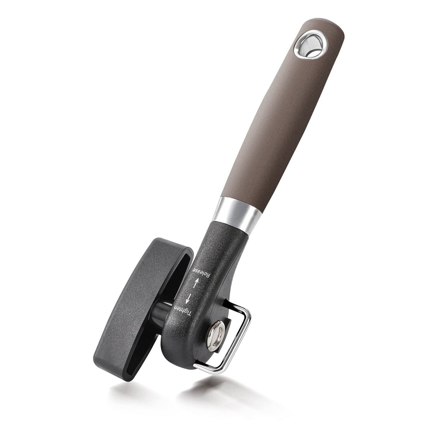 Beneno Can Opener, Manual Side Safe Cut Can Opener Smooth Edge with Durable Sharp Blade, Effort-Saving Knob & Comfortable Non-slip Handle, Brown