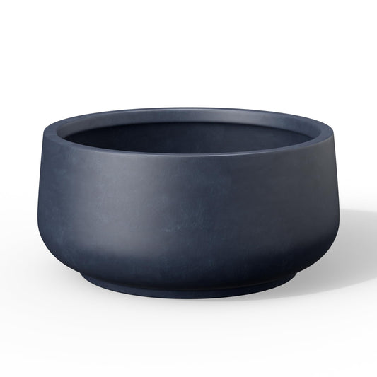 Kante 13.4" Dia Round Curvy Concrete Planter, Large Plant Pots with Drainage Hole and Rubber Plug for Indoor Outdoor Plants, Flower Pot for Home Garden Patio Porch, Charcoal