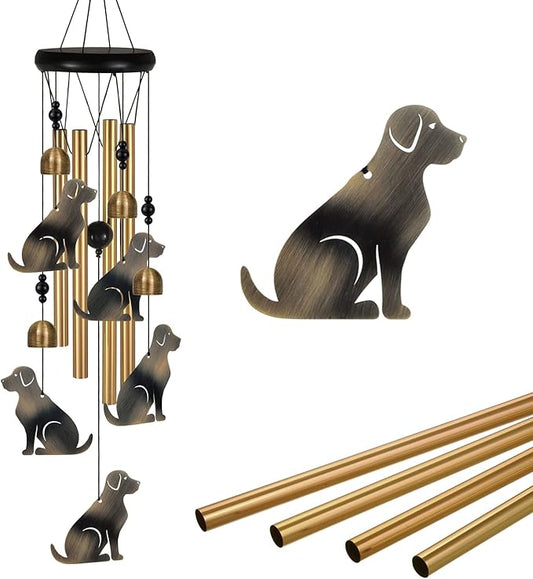 Bronze Dogs Wind Chimes Decor, Portable Mobile Wind Catcher, Sympathy Wind Bells, Memorial Gifts for Mom, Housewarming, Blessing Windchime(Outside/Indoor/Home/Room/Porch/Tree/Yard/Garden Decorate)