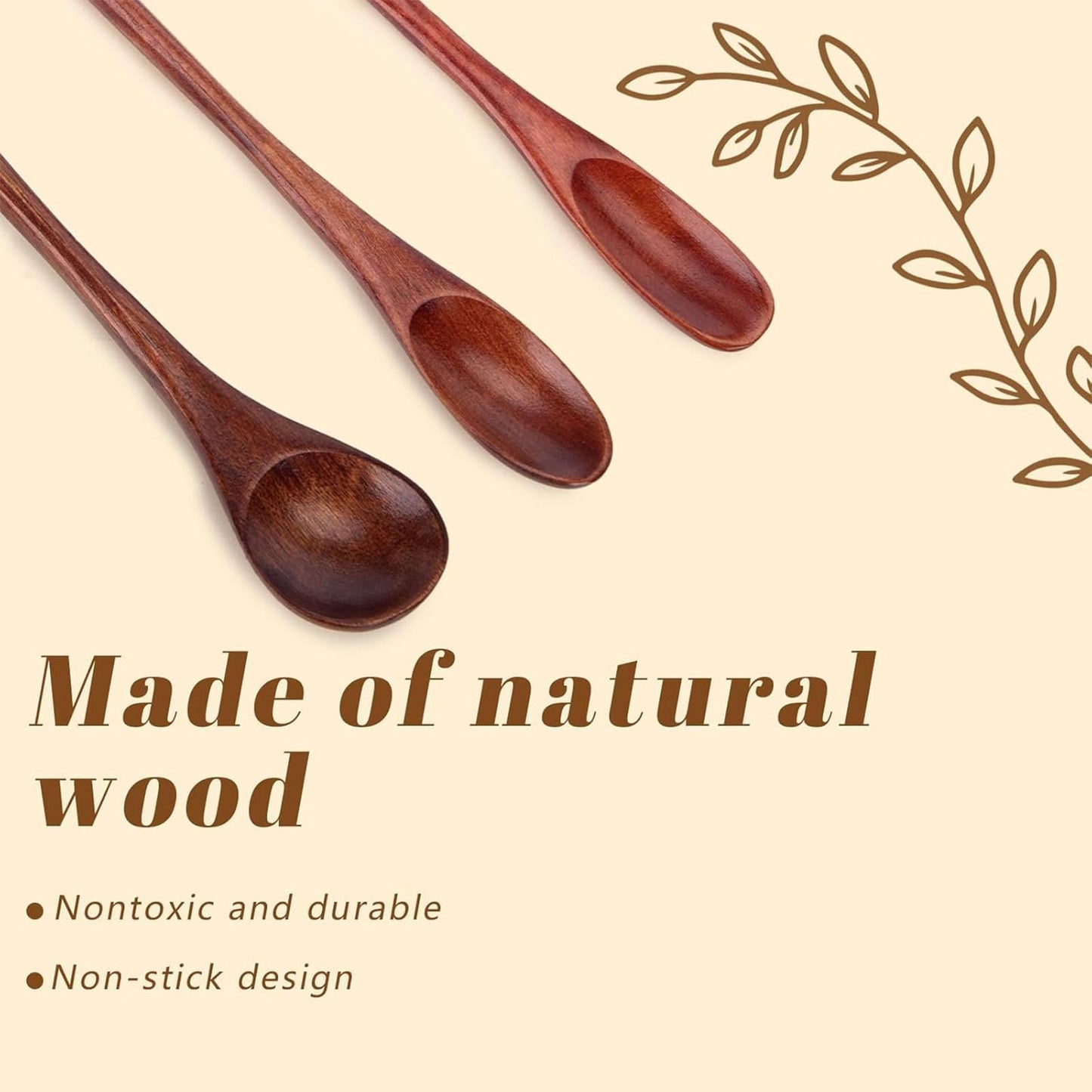 HANSGO 9PCS Wooden Honey Spoons, Mixing Coffee spoon with Long Handle for Jam Dessert Stirring