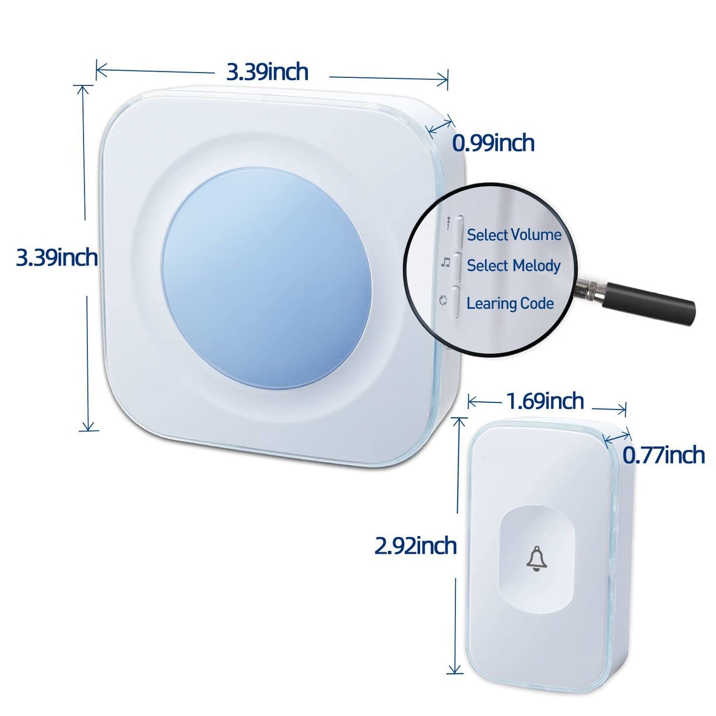 Wireless Doorbell 1200 feet Waterproof Door Bell with Flash LED Light 36 Melodies 4 Volume Levels (2 Receivers& 1 Touch Button, White JSIEEM)