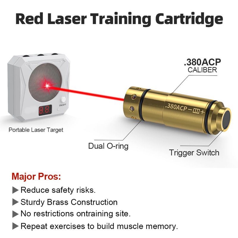 380ACP Laser Cartridge for Dry Fire Training System Durable Accurate Simulation to Improve Shooting Skills for Pistol