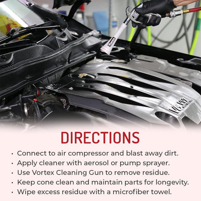 HI-TECH Vortex II Air Cleaning Gun – Pro Auto Detailing Tool for Deep Cleaning Interiors & Exteriors – Uses Air Compressor – Blasts Dust, Dirt & Grime Fast