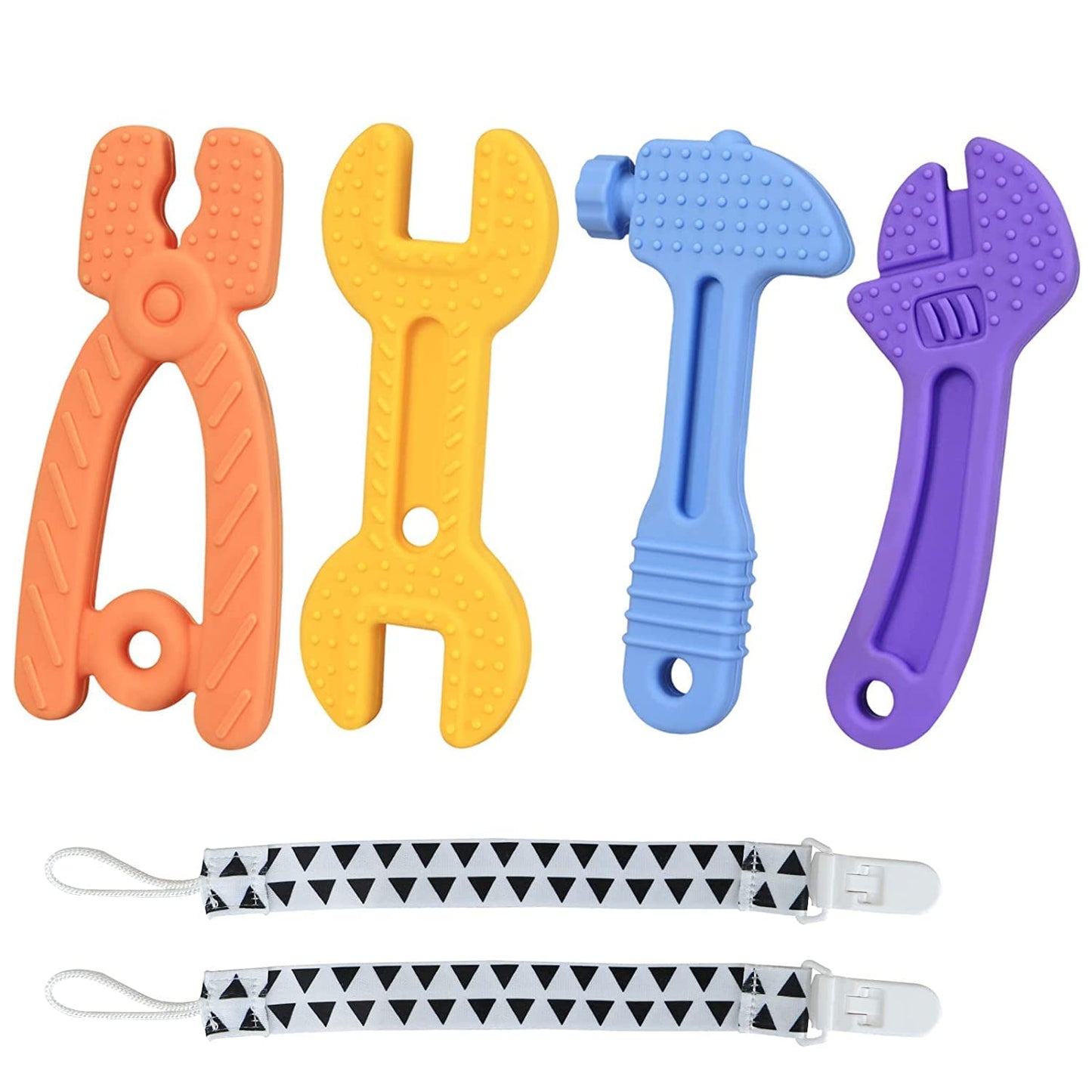 Haili Baby Teething Toys, Baby Teethers for 3-6 Months, Freezer BPA Free Silicone Teethers for Babies 6-12 Months 0-6 Months, Hammer Wrench Spanner Pliers Shape Teether Chew Toys