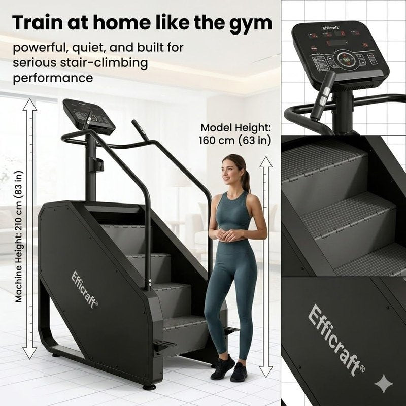 EFFICRAFT Stairmaster Machine with LED Screen, Commercial Grade Stair Climber, 15 Speed Levels Stair Master for Exercise at Home, 15-188 Steps/Min, White Iron Shell