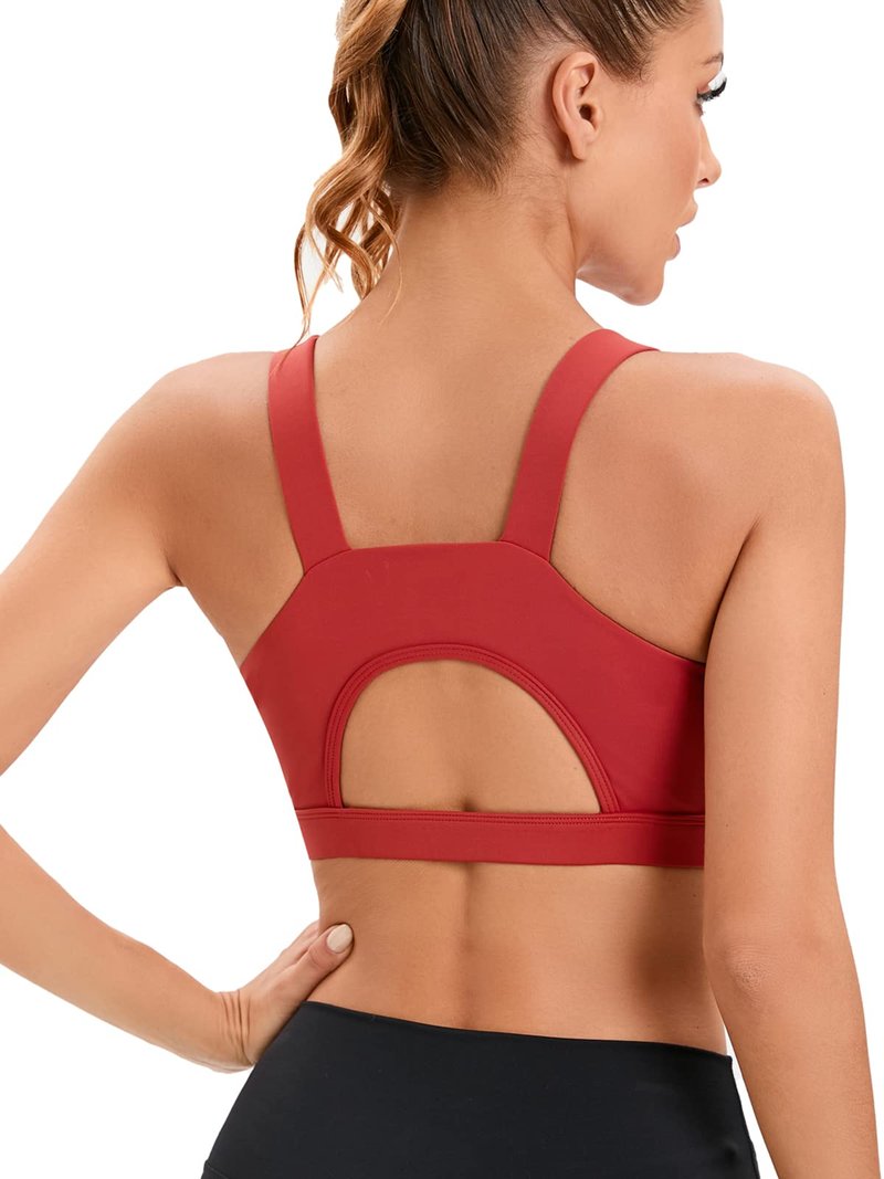 RUNNING GIRL High Impact Sports Bras for Women,Racerback Red Bra Workout Crop Tank Tops Longline Sports Bra Push up(WX2667 Red L)