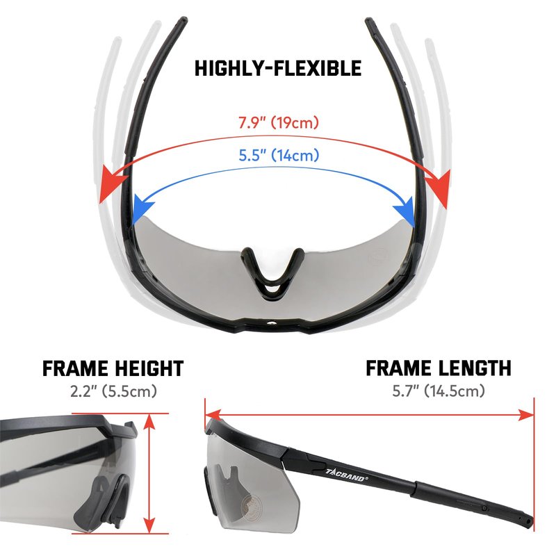 TACBAND Hunting & Shooting Safety Glasses, Eye Protection for Gun Range, Anti-Fog UV Clear Safety Glasses with Flexible Frame