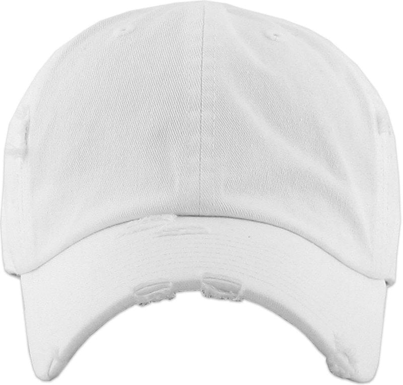 KBETHOS KBE-VINTAGE WHT Vintage Washed Cotton Baseball Cap, White