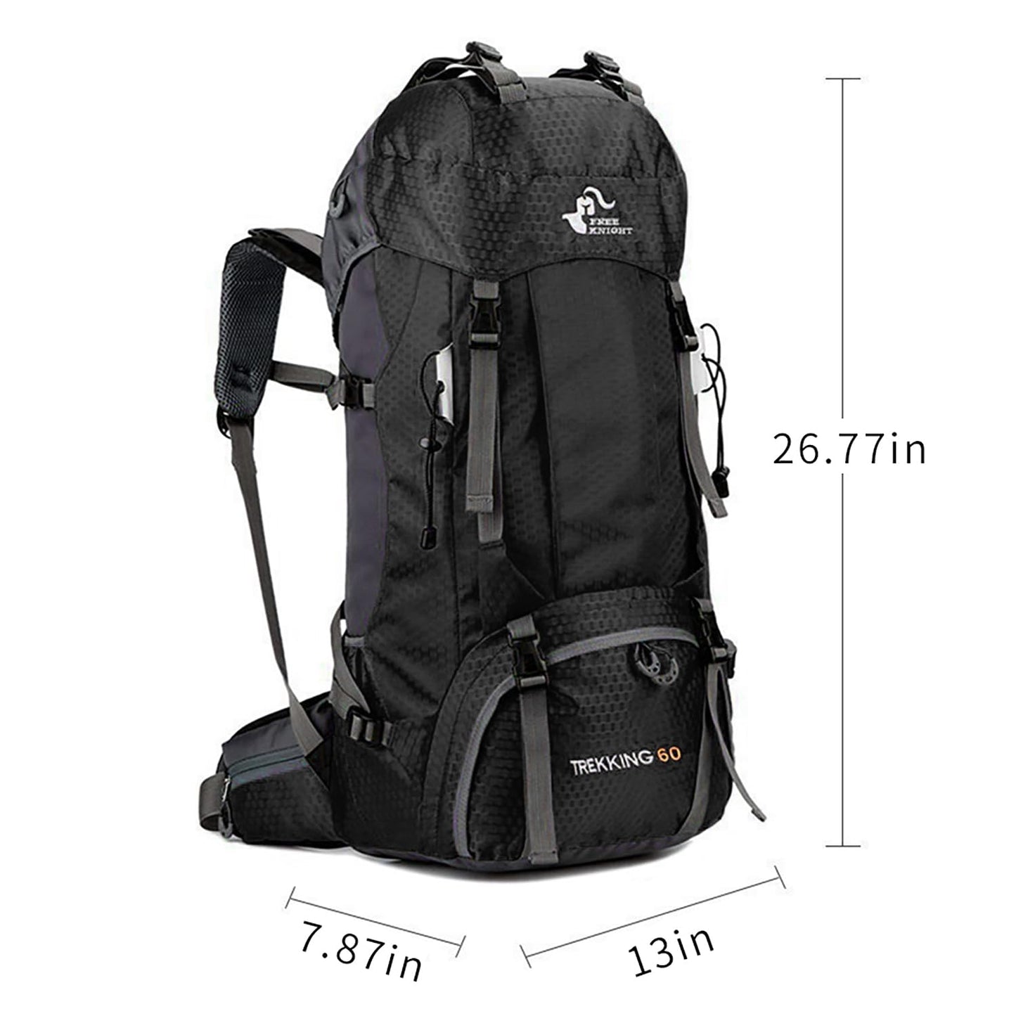 Bseash 60L Waterproof Hiking Camping Backpack with Rain Cover, Lightweight Outdoor Sport Travel Daypack Rucksack for Climbing Skiing