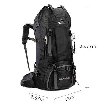 Bseash 60L Waterproof Hiking Camping Backpack with Rain Cover, Lightweight Outdoor Sport Travel Daypack Rucksack for Climbing Skiing