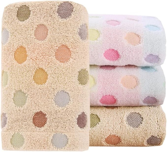 Pidada Hand Towels Set of 4 Colorful Polka Dot Pattern 100% Cotton Soft