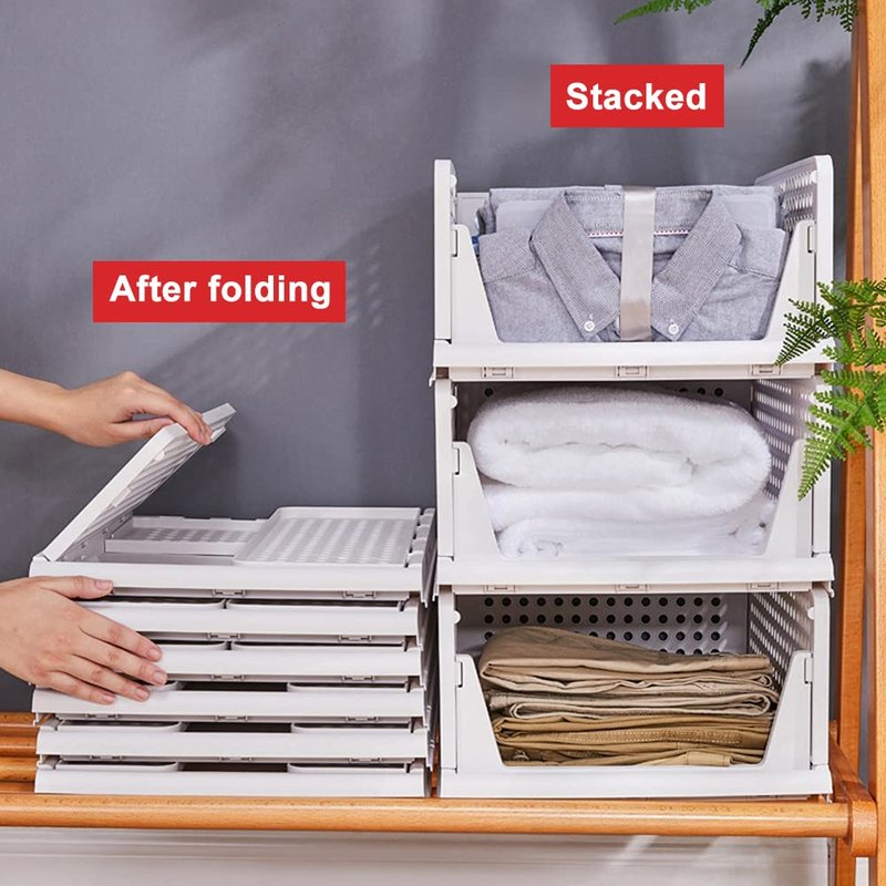 yazi 5 Pack Stackable Closet Storage Box,Closet Shelf Organizer and Storage Plastic Drawer Storage,Wardrobe Organizer Closet Organizers Storage Box for Cupboard Kitchen, Office(5L)