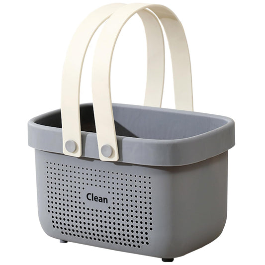 JiatuA Plastic Storage Basket with Handle Portable Shower Caddy Tote Organizer Basket Bin for Bathroom Kitchen Dorm Room Bedroom, Small Grey