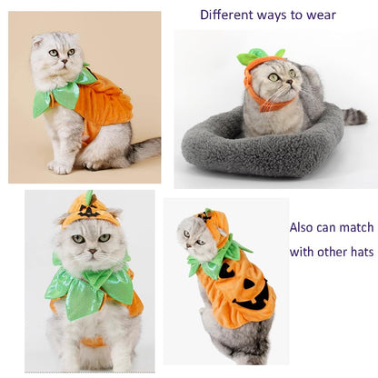 ANIAC Pet Pumpkin Costume Cat Halloween Hat Cloak Sets Puppy Poncho Dog Halloween Cosplay for Kitty Small Medium Sized Dog