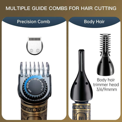 Surker Professional Beard Trimmer Kit - Zero Gapped T-Blade Electric Shaver, Nose & Body Trimmer - Cordless Grooming Kit 7 in 1