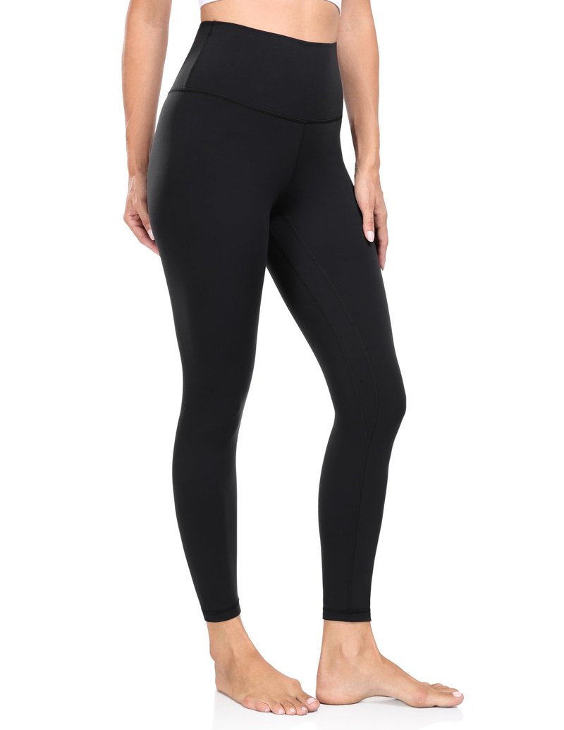 YUNOGA Women's High Waisted Workout Leggings 25" Inseam Ultra Soft Tummy Control Yoga Pants (L, Black)