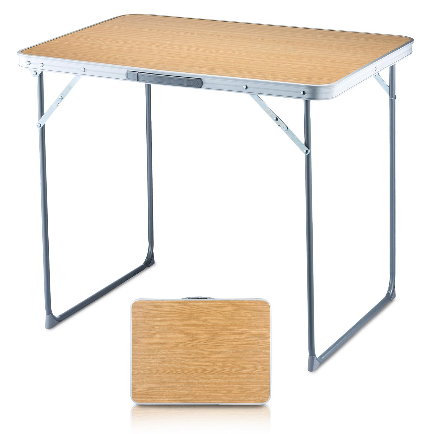 FUNDANGO Small Folding Table, Portable Lightweight Picnic Foldable Card Tables with Carry Handle for Outdoor Hiking BBQ Beach Backyard