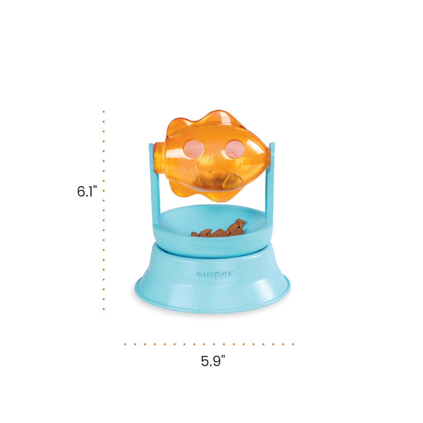 Catstages 2-in-1 Spinning Fish Treat Dispenser Cat Toy, Interactive Puzzle Feeder & Cat Ball Track Add-On, Blue
