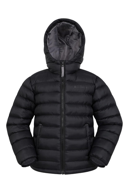 Mountain Warehouse Seasons Padded Kids Puffer Jacket - Water Resistant & Lightweight Insulated Rain Coat, Boys & Girls - Spring Summer, School, Travelling Black Teen Size 13 Years