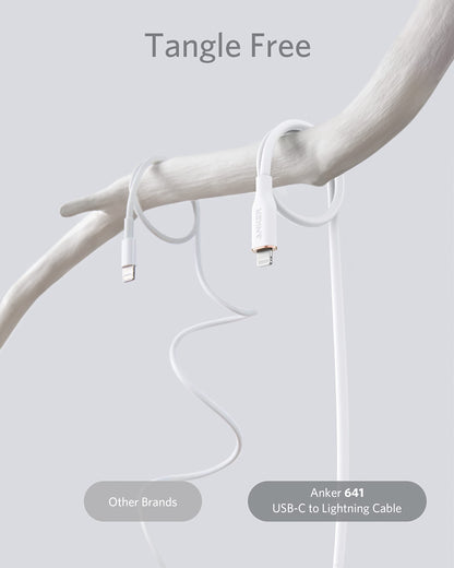 Anker USB C to Lightning Cable, MFi Certified Powerline III Flow Silicone Charging Cable for iPhone 13 13 Pro (Cloud White, 6ft)
