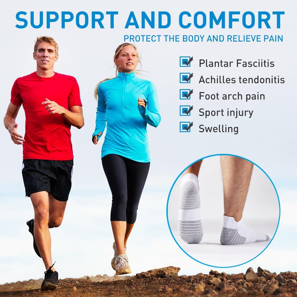 HUEGLO 3 Pairs Neuropathy Compression Socks For Women Men Neuro Ankle Trainer Running Sports Sock Non slip Plantar Fasciitis Support Socks (UK, Alpha, M, Regular, Regular, Black+Grey+White)