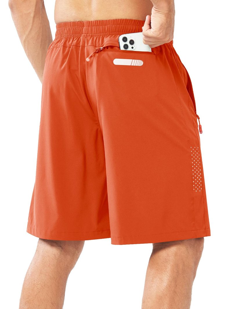 NORTHYARD Men's Athletic Running Shorts Gym Workout 7"/9"/5" Quick Dry Lightweight Sports Basketball Tennis 3 Zipper Pockets ORANGE-9inch S