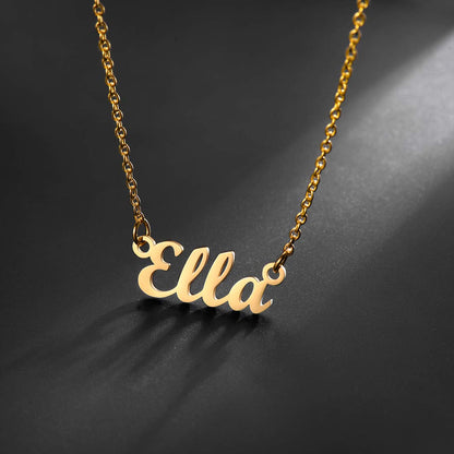 U7 Name Plate Necklace Personalized Gold Plated Choker with 18 Inch Link Chain Custom Name Jennifer Necklace, Friend Daugther Lover Gift
