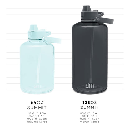 Simple Modern Half Gallon 64 oz Water Bottle with Push Button Silicone Straw Lid & Motivational Measurement Marker | Large Reusable Tritan Plastic Water Jug | Summit Collection | Sweet Taffy