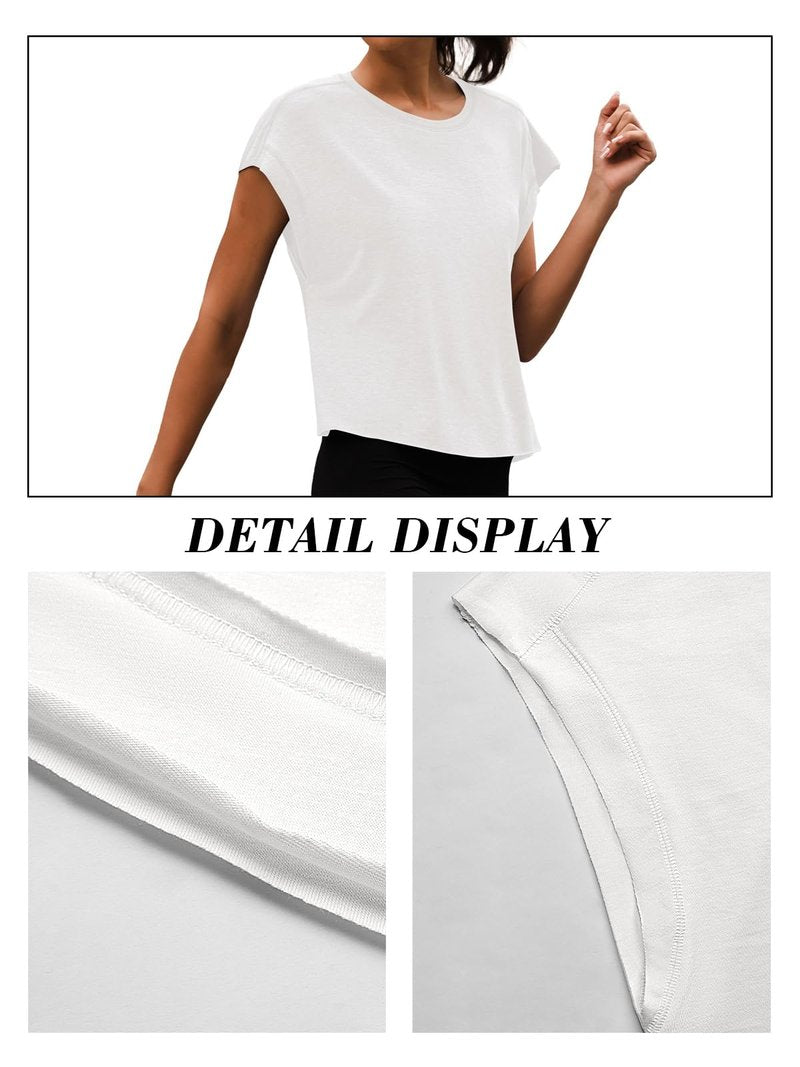 3rd hill Women Open Back Workout Shirts Short Sleeve Tops Casual Yoga Y2k Athletic Gym Running Crop Tees White S