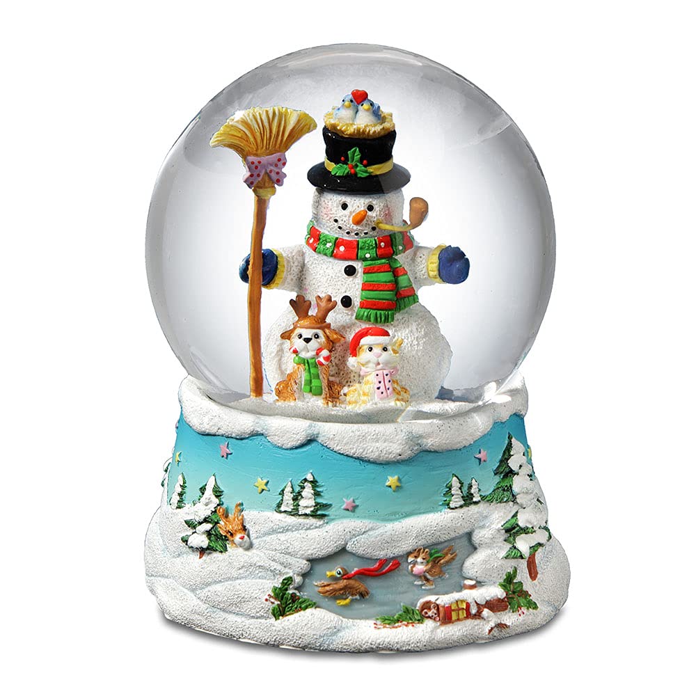 The San Francisco Music Box Gary Patterson Happy Holidays Snowman Snow Globe