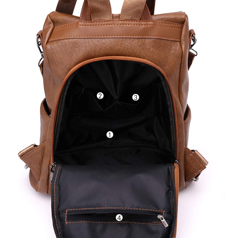 Estwell Women Anti-theft Backpack Handbag Ladies Rucksack Fashion PU Leather Shoulder Bag Waterproof Travel Daypack Casual School Bag