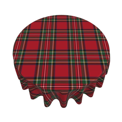 Checkered Christmas Tablecloth Round 60 Inch,Red Green Retro Plaid Table Cloth,Stain Resistance Polyester Winter Xmas Holiday Table Covers for Kitchen Dining,Small Tablecloth for Parties Picnic