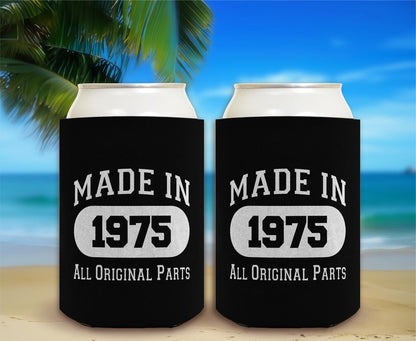 50th Birthday Gifts For Women Made In 1975 Original Parts 2-Pack Can Drink Thermocoolers Black